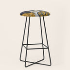 Gustav Klimt Style Black and White Dog with Colorful Jacket Stool Gallery Image 1