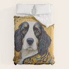 Gustav Klimt Style Black and White Dog with Colorful Jacket Duvet Cover Gallery Image 6