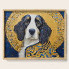 Gustav Klimt Style Black and White Dog with Colorful Jacket Serving Tray Gallery Image 1
