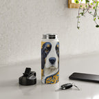 Gustav Klimt Style Black and White Dog with Colorful Jacket Water Bottle Gallery Image 4