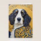 Gustav Klimt Style Black and White Dog with Colorful Jacket Stationery Card Gallery Image 2