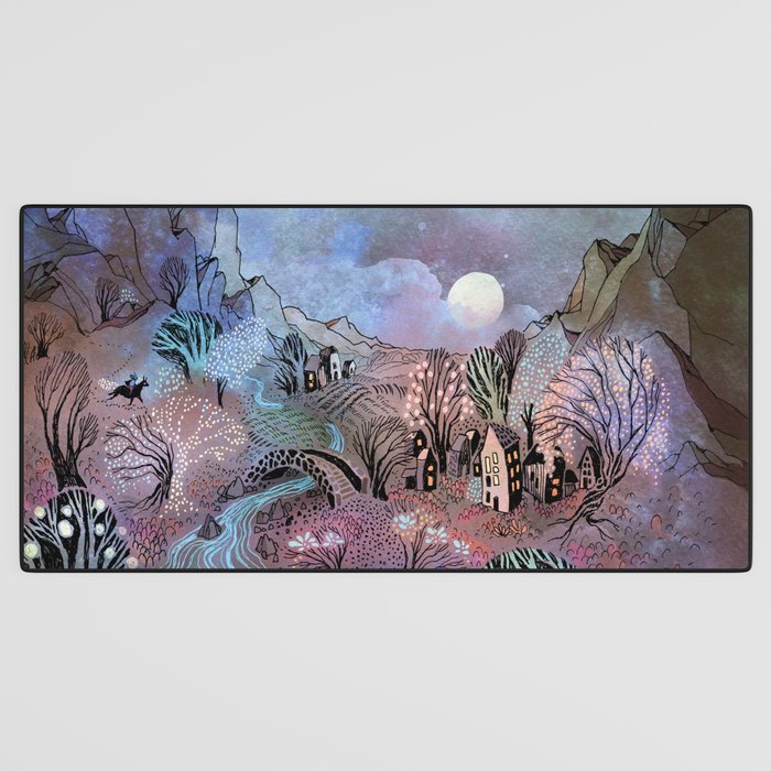 Valley at Full Moon Desk Mat Gallery Image 3