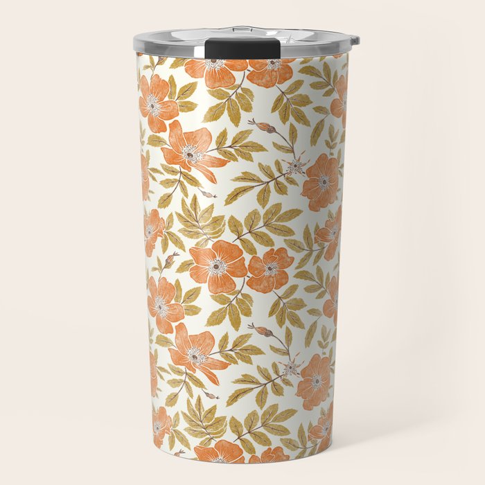 Wild Mountain Roses - vintage autumn leaves  Travel Mug Gallery Image 1