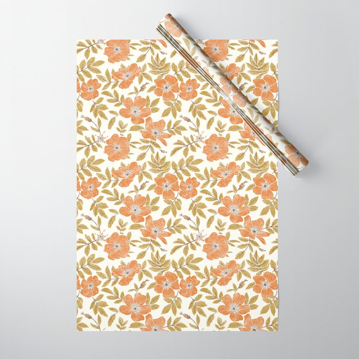 Wild Mountain Roses - vintage autumn leaves  Wrapping Paper Gallery Image 1