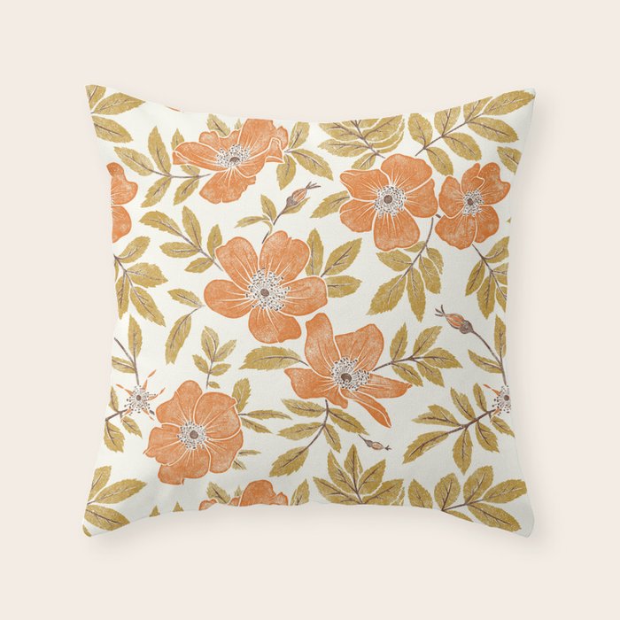 Wild Mountain Roses - vintage autumn leaves  Throw Pillow Gallery Image 6