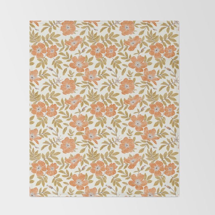 Wild Mountain Roses - vintage autumn leaves  Throw Blanket Gallery Image 2