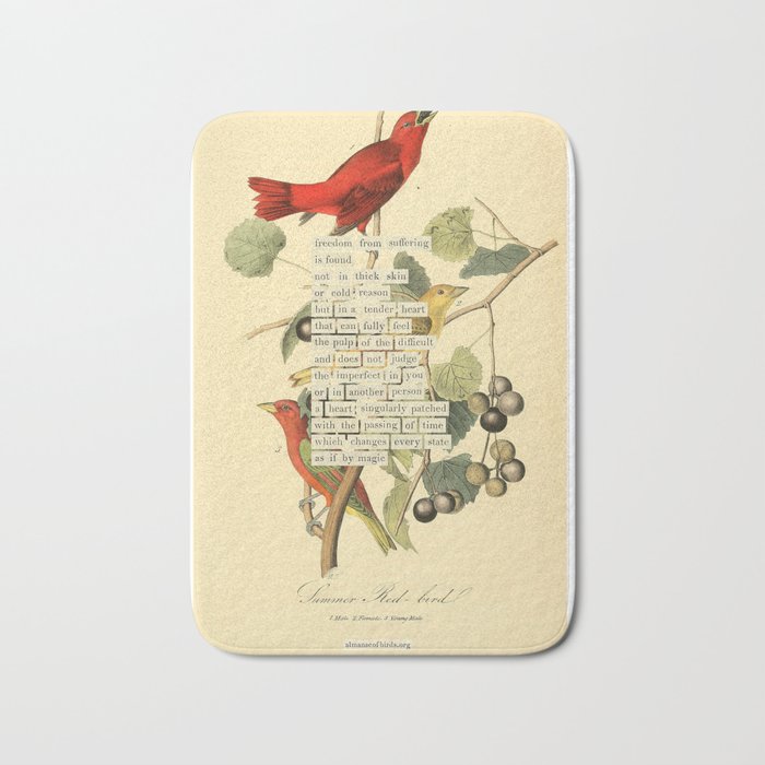 Bird Divinations: Summer Red-bird (about: almanacofbirds.org)  Bath Mat Gallery Image 1