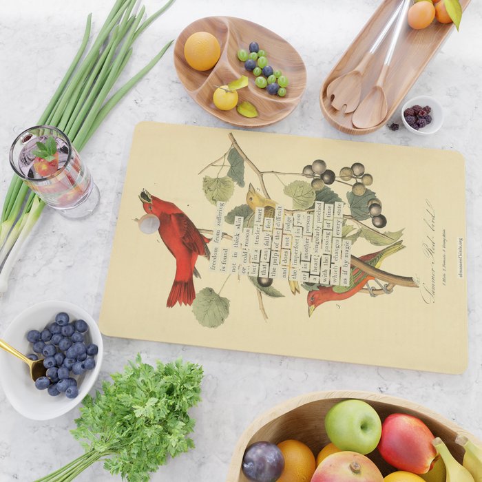 Bird Divinations: Summer Red-bird (about: almanacofbirds.org)  Cutting Board Gallery Image 2