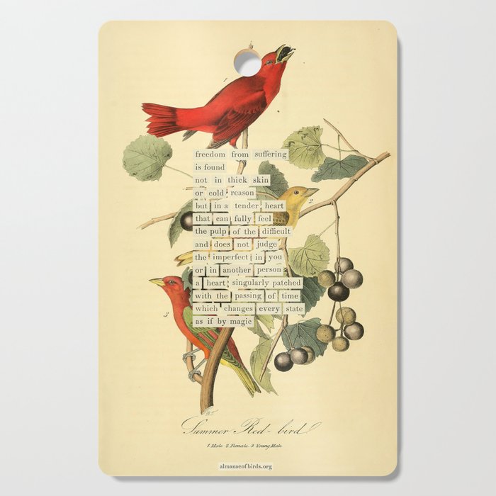 Bird Divinations: Summer Red-bird (about: almanacofbirds.org)  Cutting Board Gallery Image 1