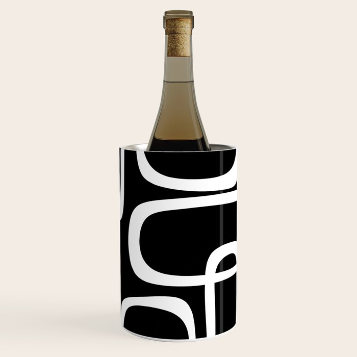 Midcentury Modern Loops Pattern in White and Black Wine Chiller Gallery Image 1