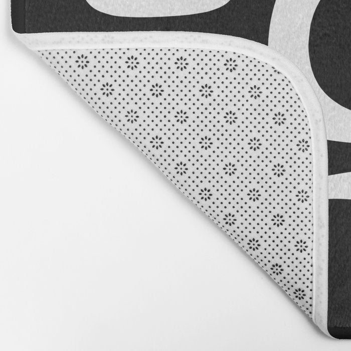 Midcentury Modern Loops Pattern in White and Black Bath Mat Gallery Image 2