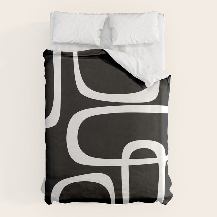 Midcentury Modern Loops Pattern in White and Black Duvet Cover Gallery Image 6