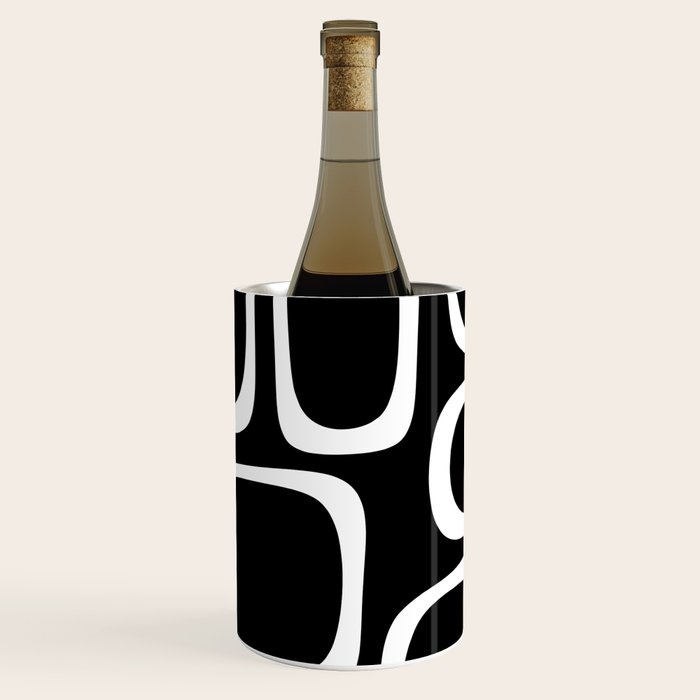 Midcentury Modern Loops Pattern in White and Black Wine Chiller Gallery Image 2