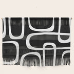 Midcentury Modern Loops Pattern in White and Black Wall Hanging Gallery Image 1