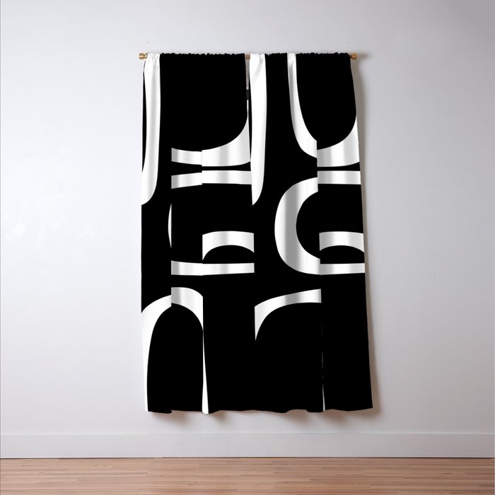 Midcentury Modern Loops Pattern in White and Black Window Curtain Gallery Image 3