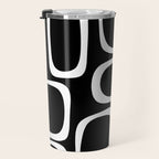 Midcentury Modern Loops Pattern in White and Black Travel Mug Gallery Image 3