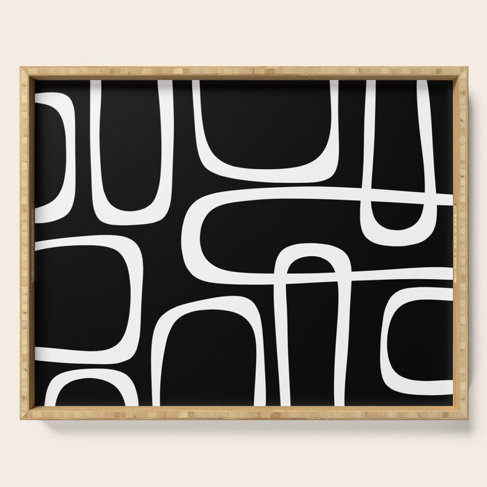 Midcentury Modern Loops Pattern in White and Black Serving Tray Gallery Image 1