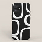 Midcentury Modern Loops Pattern in White and Black iPhone Case Gallery Image 1