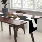 Midcentury Modern Loops Pattern in White and Black Table Runner Gallery Image 2