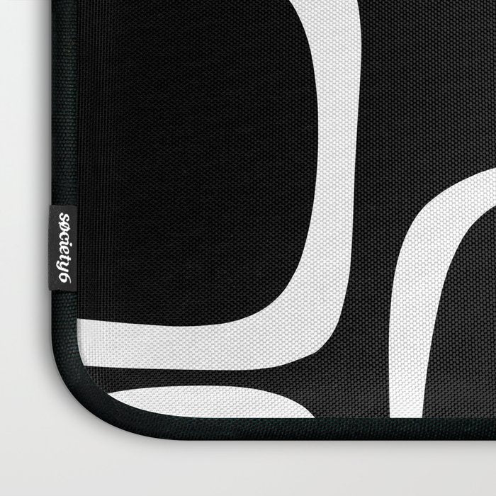 Midcentury Modern Loops Pattern in White and Black Laptop Sleeve Gallery Image 3