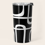 Midcentury Modern Loops Pattern in White and Black Travel Mug Gallery Image 2