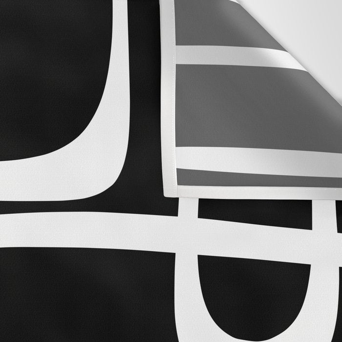 Midcentury Modern Loops Pattern in White and Black Wall Tapestry Gallery Image 3