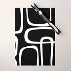 Midcentury Modern Loops Pattern in White and Black Wrapping Paper Gallery Image 1