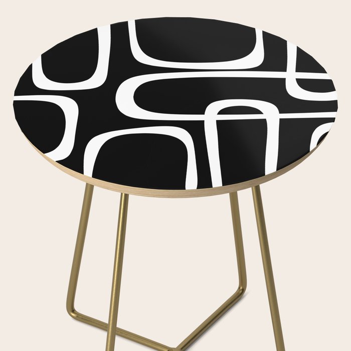 Midcentury Modern Loops Pattern in White and Black Side Table Gallery Image 2