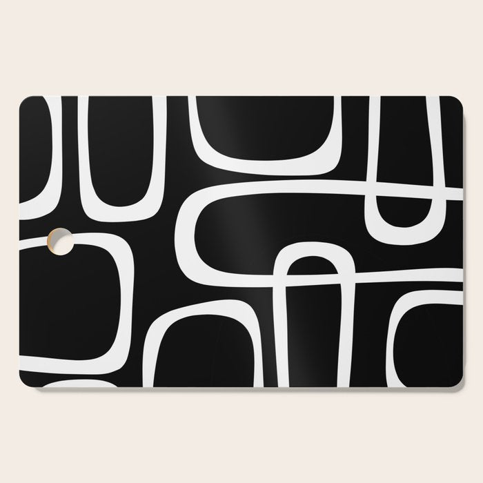 Midcentury Modern Loops Pattern in White and Black Cutting Board Gallery Image 1