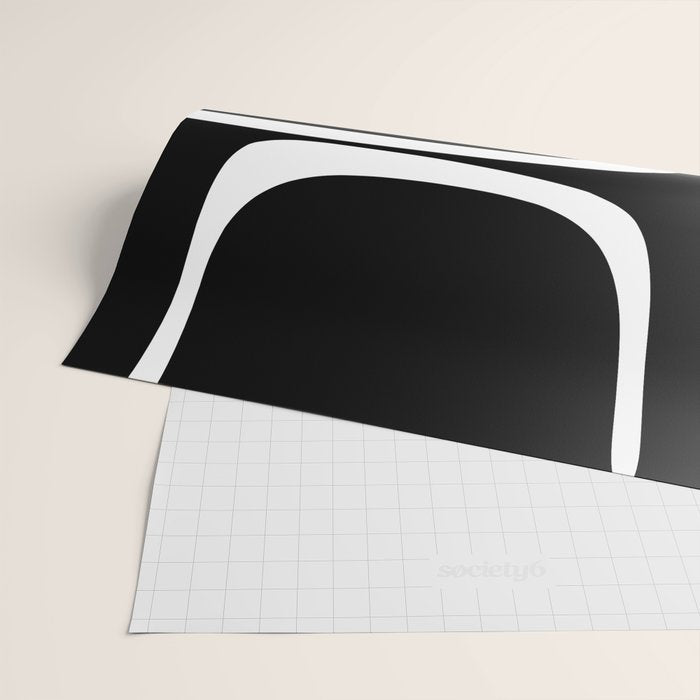 Midcentury Modern Loops Pattern in White and Black Wrapping Paper Gallery Image 2