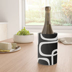 Midcentury Modern Loops Pattern in White and Black Wine Chiller Gallery Image 4