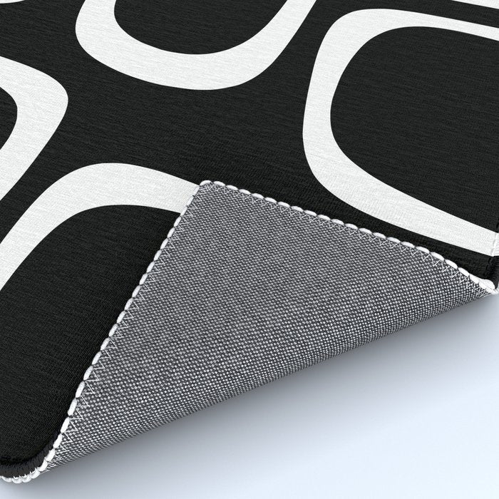 Midcentury Modern Loops Pattern in White and Black Rug Gallery Image 4