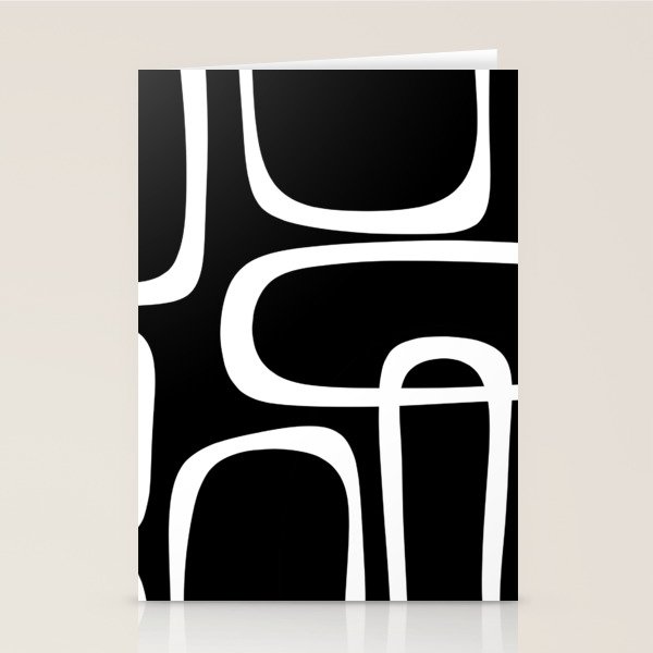 Midcentury Modern Loops Pattern in White and Black Stationery Card Gallery Image 2