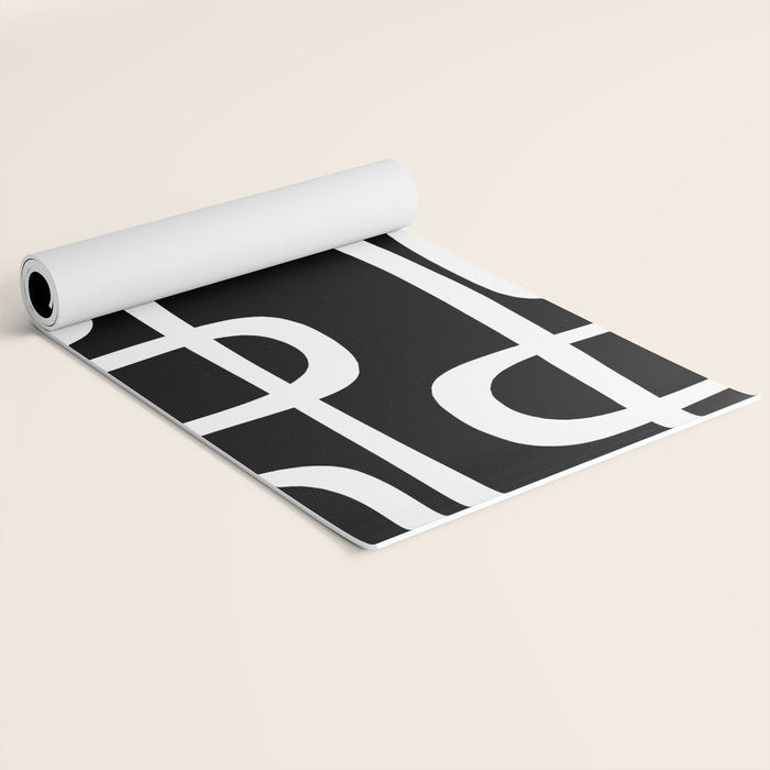 Midcentury Modern Loops Pattern in White and Black Yoga Mat Gallery Image 2