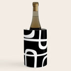 Midcentury Modern Loops Pattern in White and Black Wine Chiller Gallery Image 3