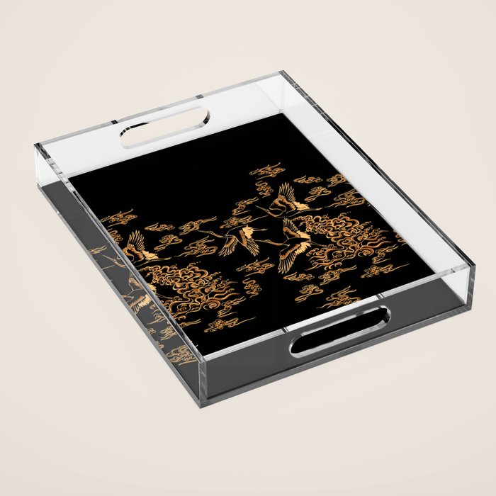 Crane and clouds Acrylic Tray Gallery Image 1
