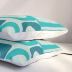 Mid Century Modern Piquet Multi Abstract Retro Pattern in Teal Aqua Orange Turquoise Blue Tones Pillow Sham Gallery Image 3
