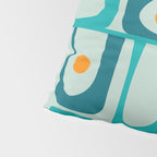 Mid Century Modern Piquet Multi Abstract Retro Pattern in Teal Aqua Orange Turquoise Blue Tones Pillow Sham Gallery Image 4