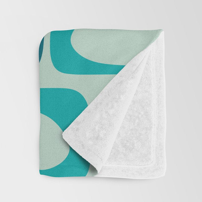 Mid Century Modern Piquet Multi Abstract Retro Pattern in Teal Aqua Orange Turquoise Blue Tones Throw Blanket Gallery Image 3