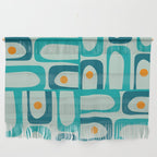 Mid Century Modern Piquet Multi Abstract Retro Pattern in Teal Aqua Orange Turquoise Blue Tones Wall Hanging Gallery Image 1