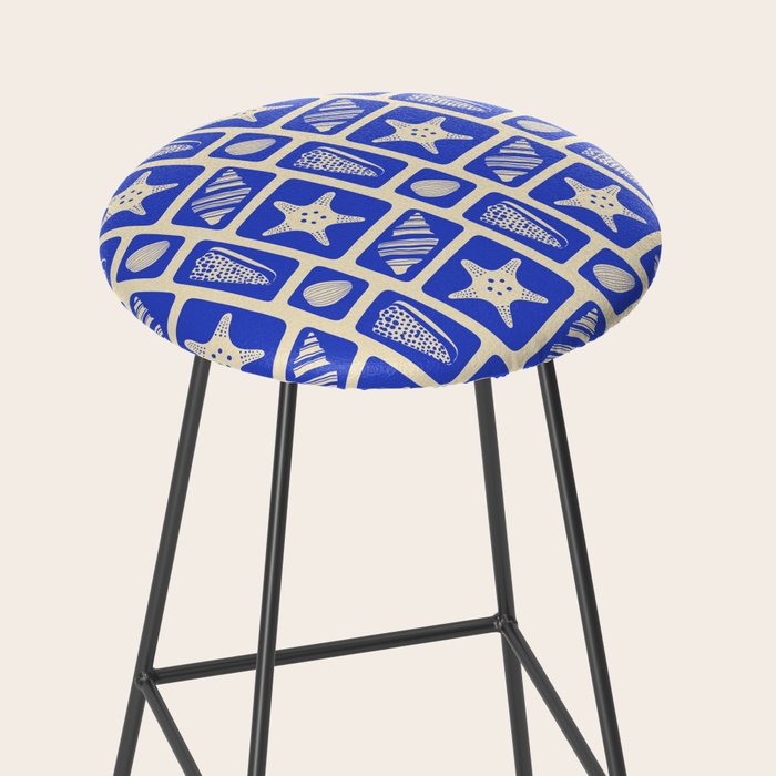 Vintage marine sea shell art pattern Stool Gallery Image 2