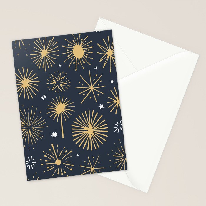 Firework display doodle art pattern Stationery Card Gallery Image 2