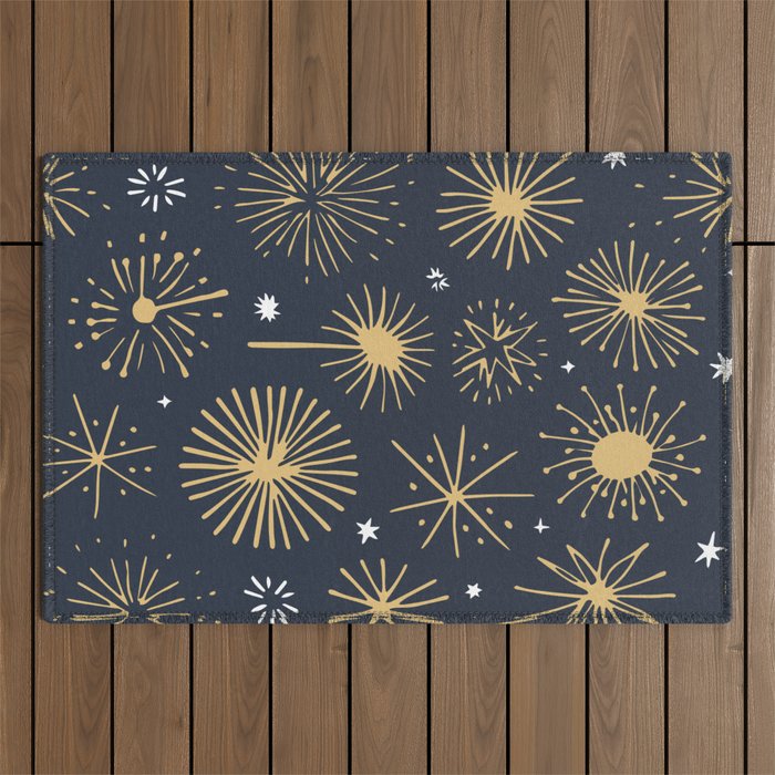 Firework display doodle art pattern Outdoor Rug Gallery Image 1