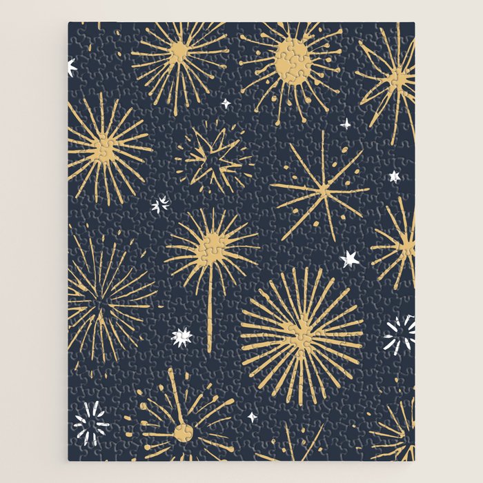 Firework display doodle art pattern Jigsaw Puzzle Gallery Image 1