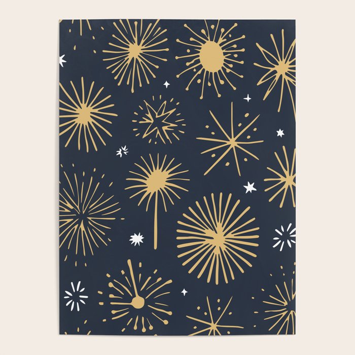 Firework display doodle art pattern Poster Gallery Image 4