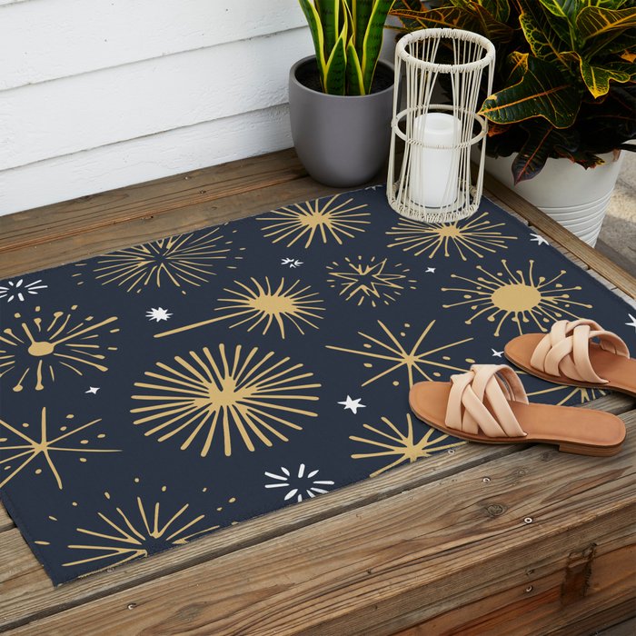 Firework display doodle art pattern Outdoor Rug Gallery Image 2