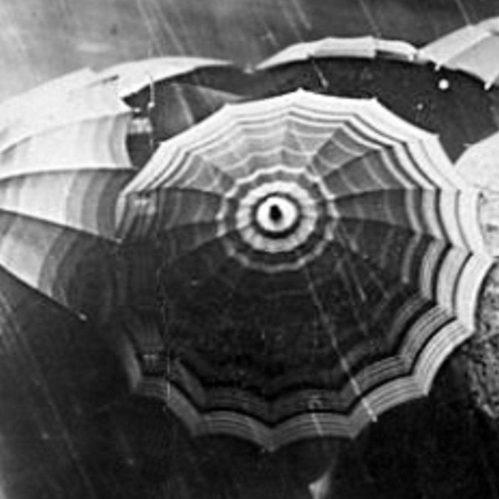 Friends in the Rain with Umbrellas black and white photography Coffee Mug Gallery Image 2