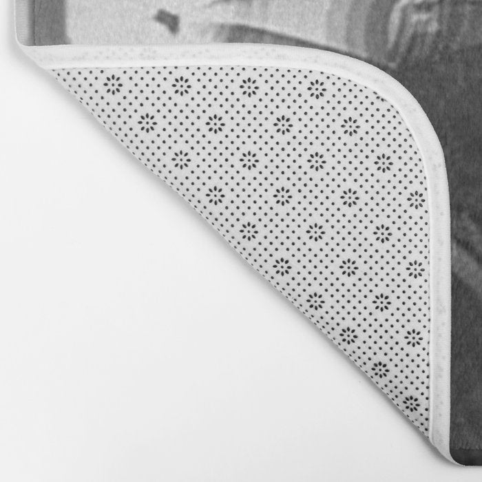 Friends in the Rain with Umbrellas black and white photography Bath Mat Gallery Image 2