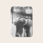 Friends in the Rain with Umbrellas black and white photography Bath Mat Gallery Image 1