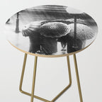 Friends in the Rain with Umbrellas black and white photography Side Table Gallery Image 2
